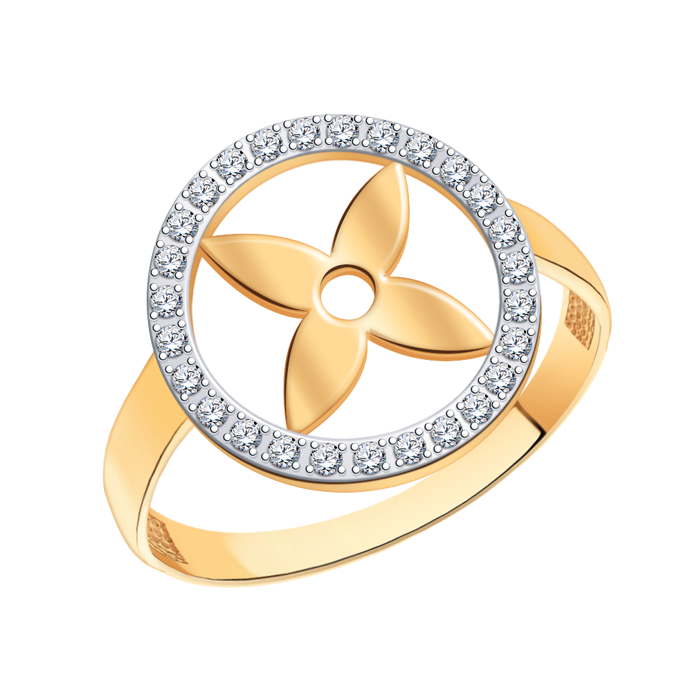 11112 кольцо 585* Кольцо из красного золота с фианитами | ювелирная компания ATOLL