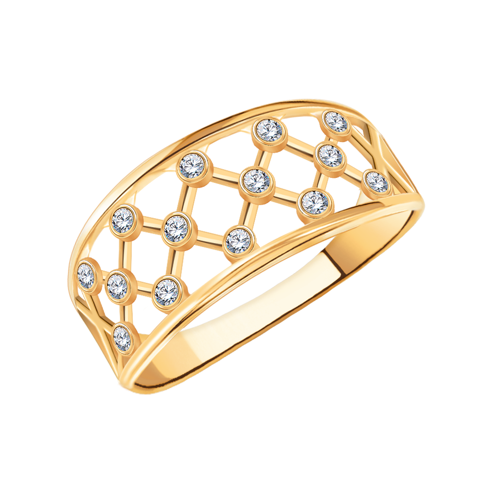 10962 кольцо 585* Кольцо из красного золота с фианитами | ювелирная компания ATOLL