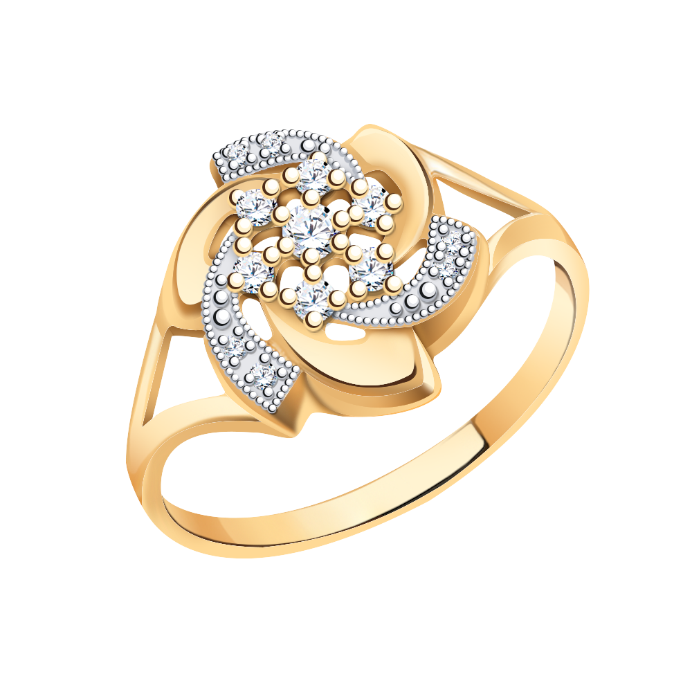 10640 кольцо 585* Кольцо из красного золота с фианитами | ювелирная компания ATOLL