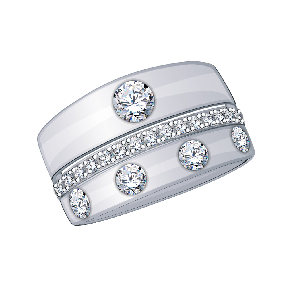 10741-925 кольцо 925* Кольцо из серебра с фианитами | ювелирная компания ATOLL