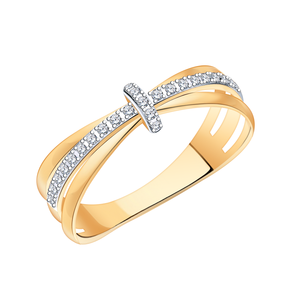 11095 кольцо 585* Кольцо из красного золота с фианитами | ювелирная компания ATOLL