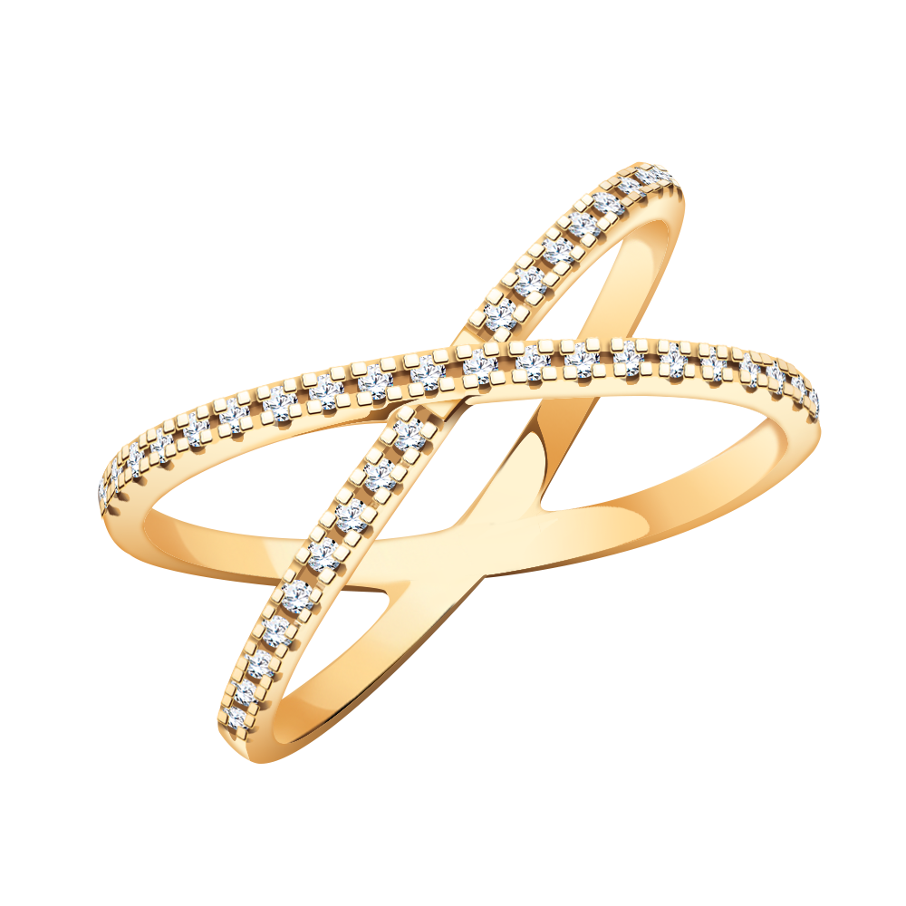 10485 кольцо 585* Кольцо из красного золота с фианитами | ювелирная компания ATOLL