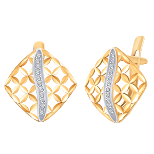 Серьги из красного золота с фианитами