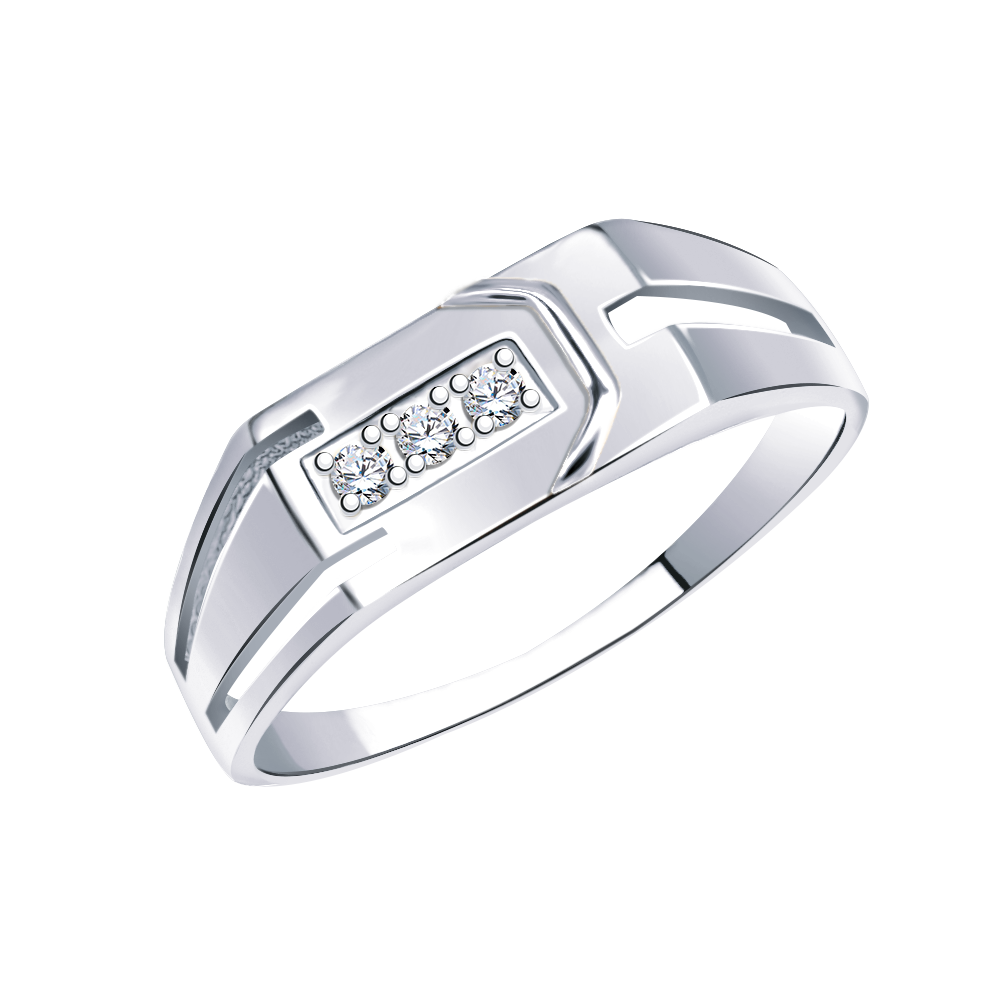 4180-925 кольцо 925* Печатка мужская из серебра с фианитами | ювелирная компания ATOLL