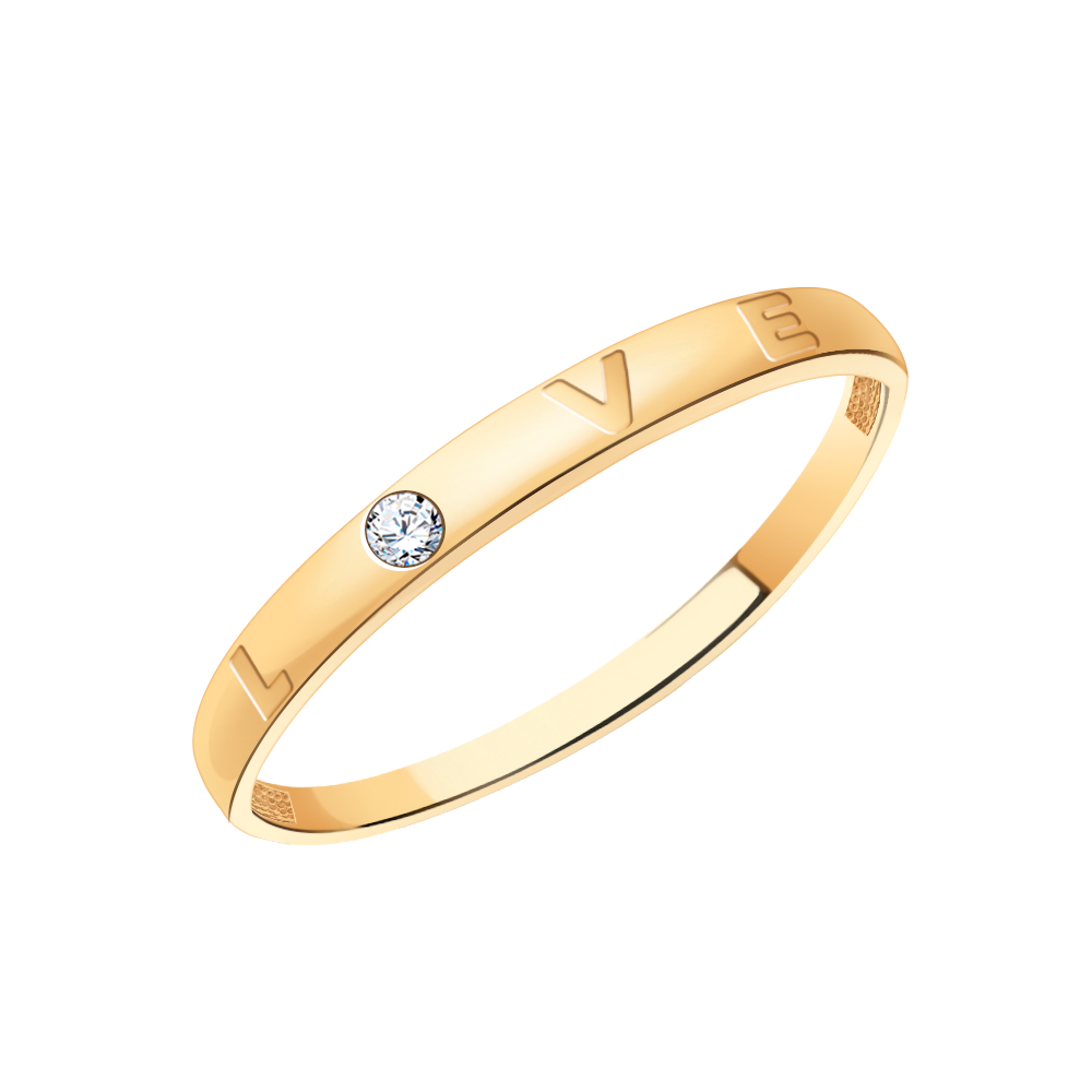 11142 кольцо 585* Кольцо из красного золота с фианитом | ювелирная компания ATOLL