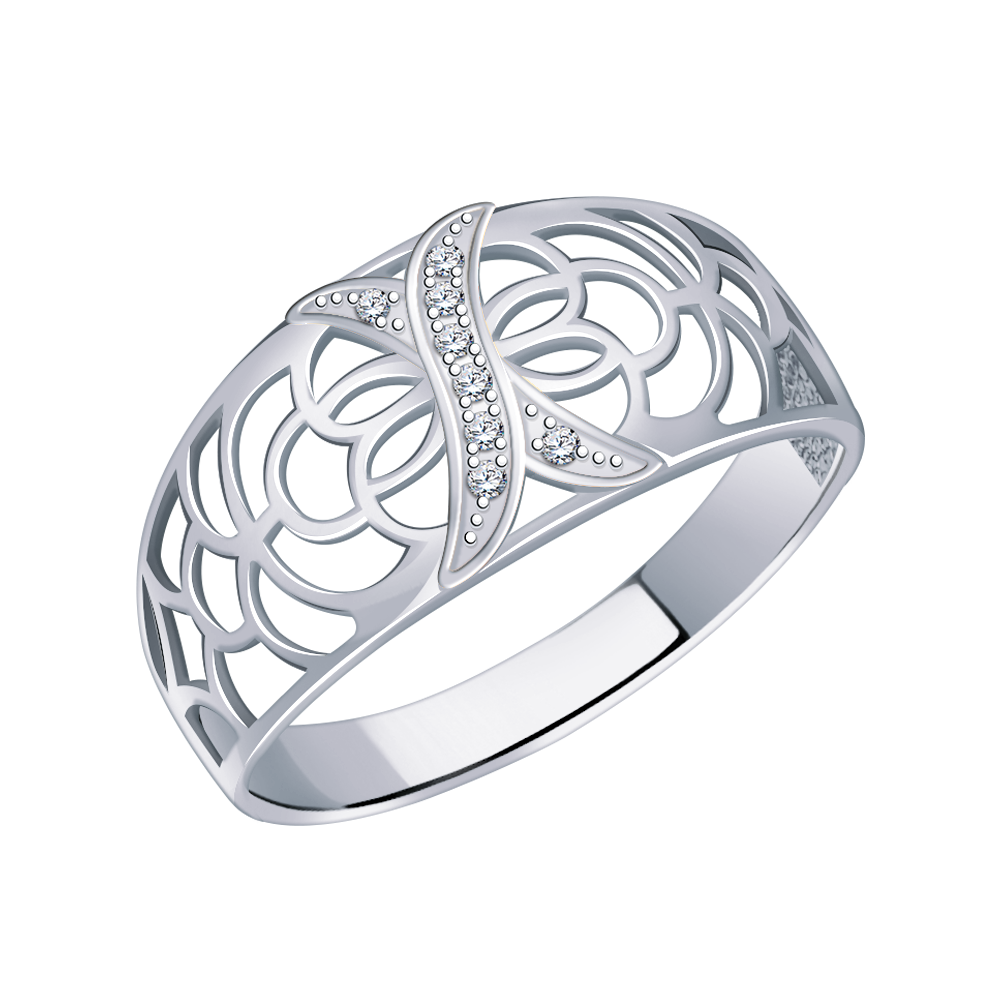 11063-925 кольцо 925* Кольцо из серебра с фианитами | ювелирная компания ATOLL