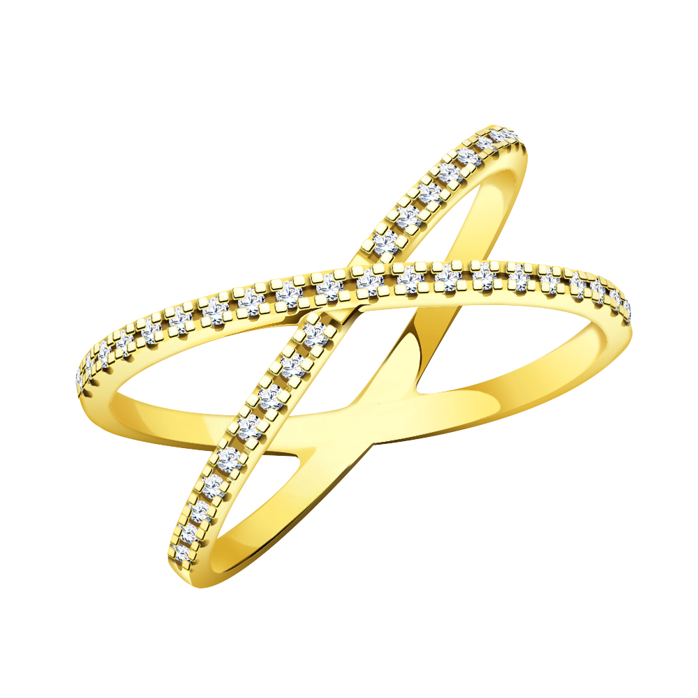 л10485 кольцо 585* Кольцо из лимонного золота с фианитами | ювелирная компания ATOLL