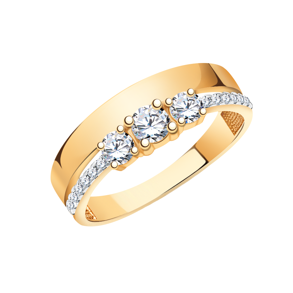 10615 кольцо 585* Кольцо из красного золота с фианитами | ювелирная компания ATOLL