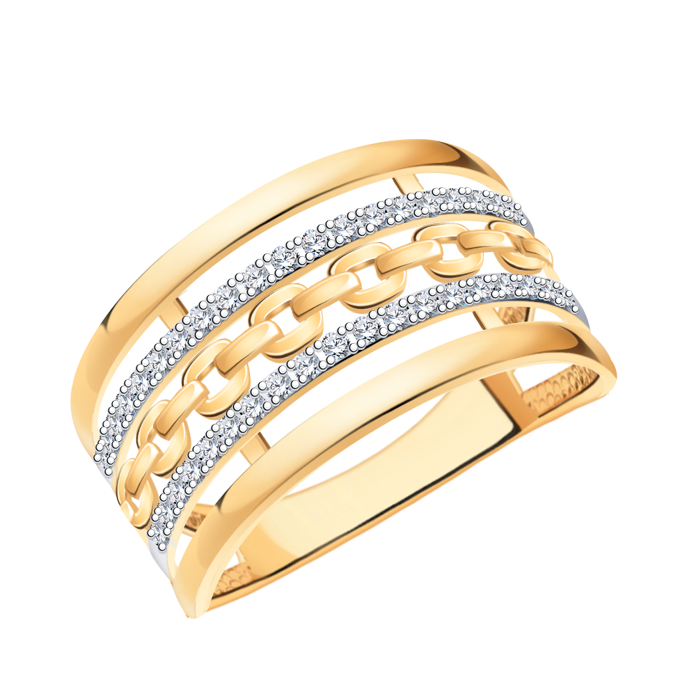 11118 кольцо 585* Кольцо из красного золота с фианитом | ювелирная компания ATOLL