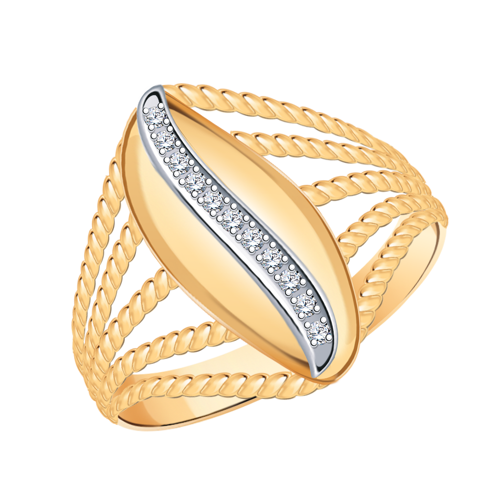 11187 кольцо 585* Кольцо из красного золота с фианитами | ювелирная компания ATOLL