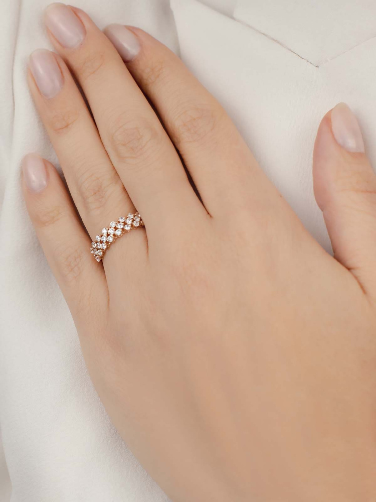 10874 кольцо 585* Кольцо из красного золота с фианитами | ювелирная компания ATOLL