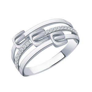 Кольцо из серебра с фианитами