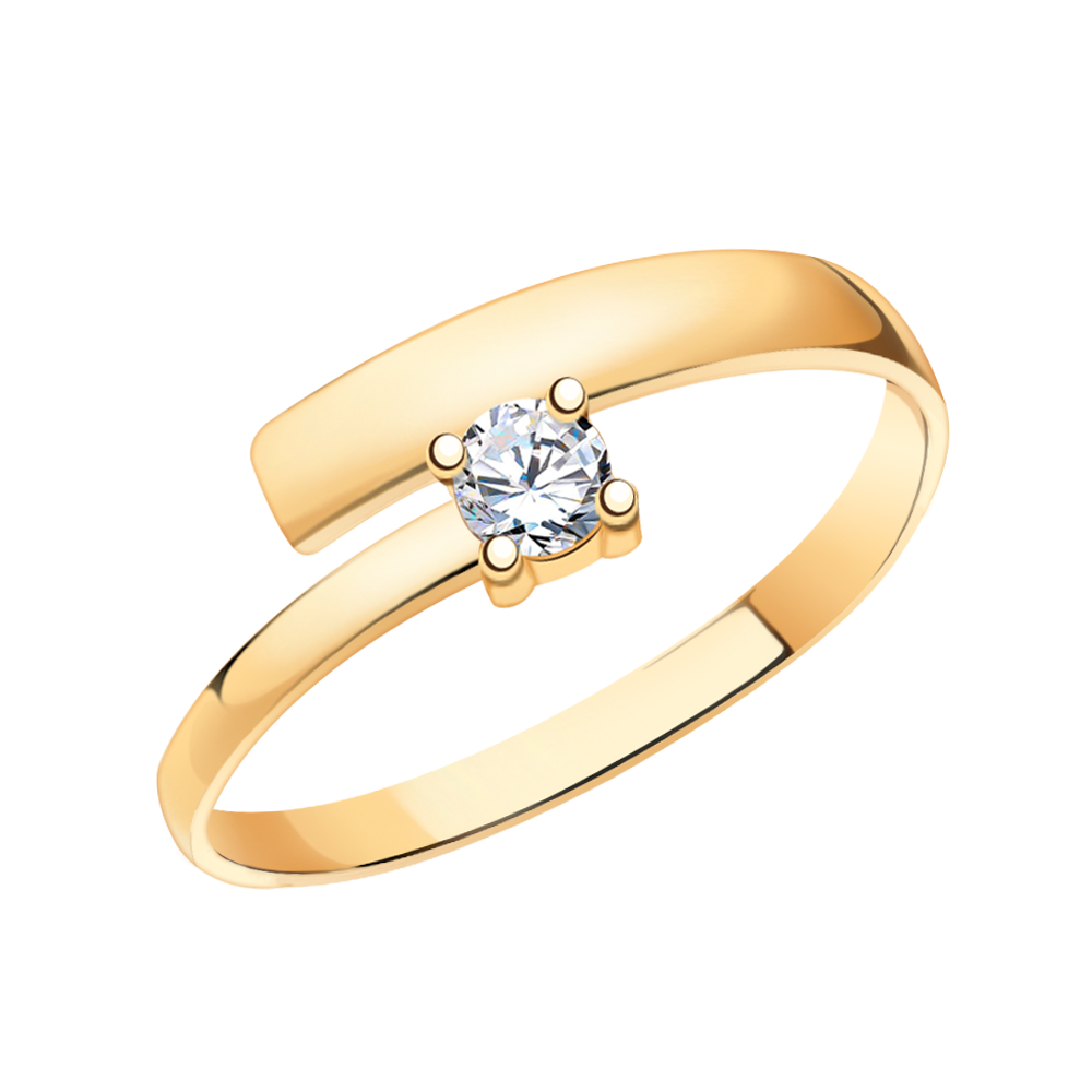 11110 кольцо 585* Кольцо из красного золота с фианитом | ювелирная компания ATOLL