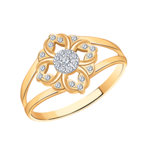 Кольцо из красного золота с фианитами