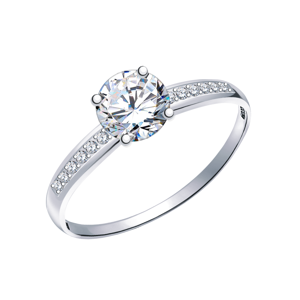 б11230 кольцо 585* Кольцо из белого золота с фианитами | ювелирная компания ATOLL