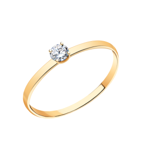 Кольцо из красного золота с фианитом