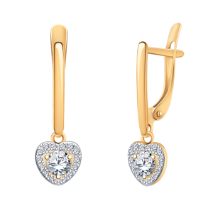 Серьги из красного золота с фианитами