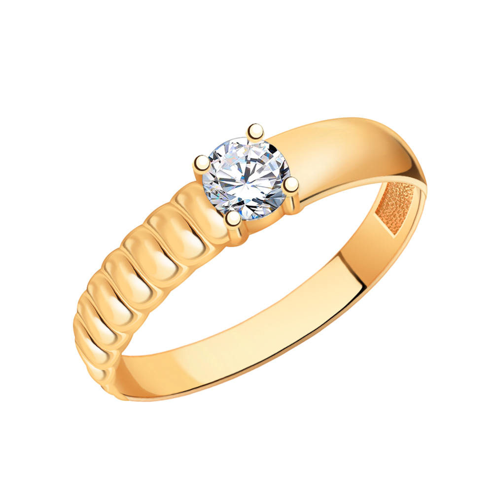 11078 кольцо 585* Кольцо из красного золота с фианитом | ювелирная компания ATOLL
