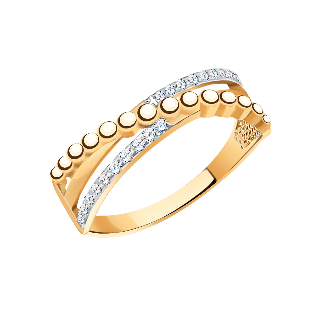 10627 кольцо 585* Кольцо из красного золота с фианитами | ювелирная компания ATOLL