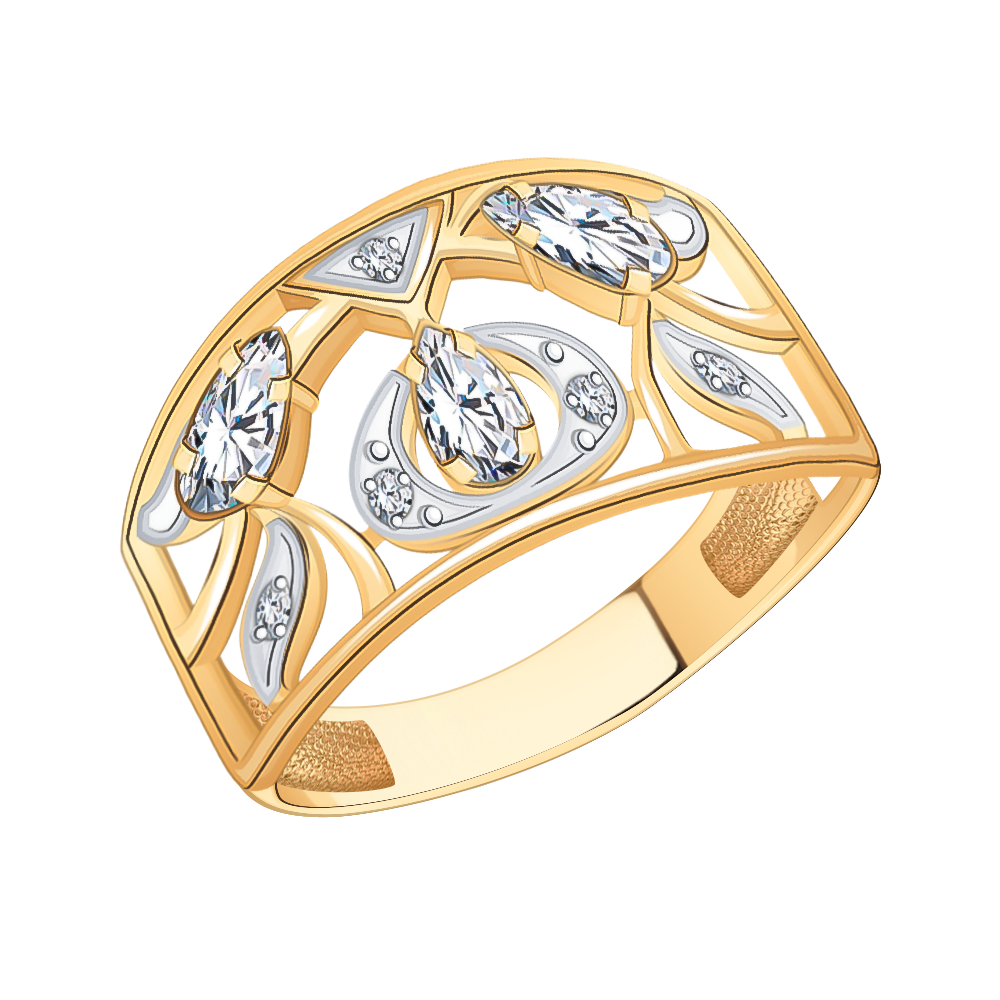 10173 кольцо 585* Кольцо из красного золота с фианитами | ювелирная компания ATOLL