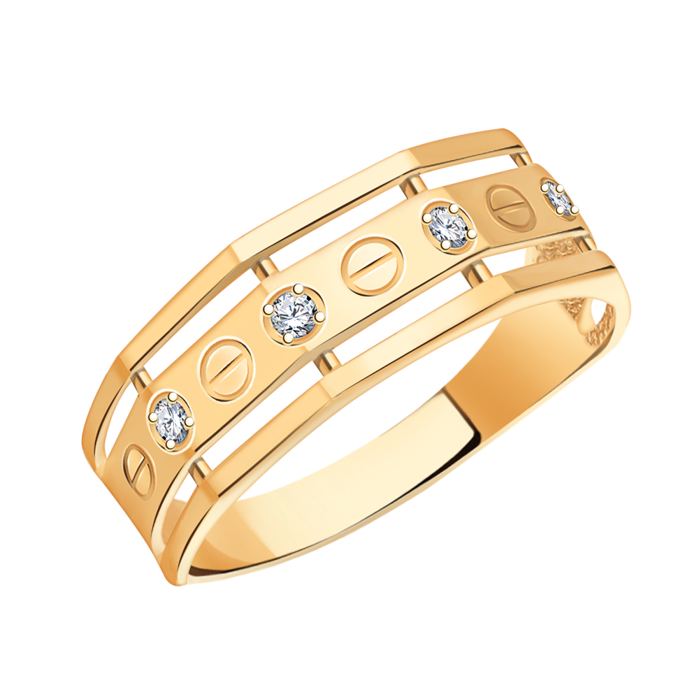 11117 кольцо 585* Кольцо из красного золота с фианитами | ювелирная компания ATOLL