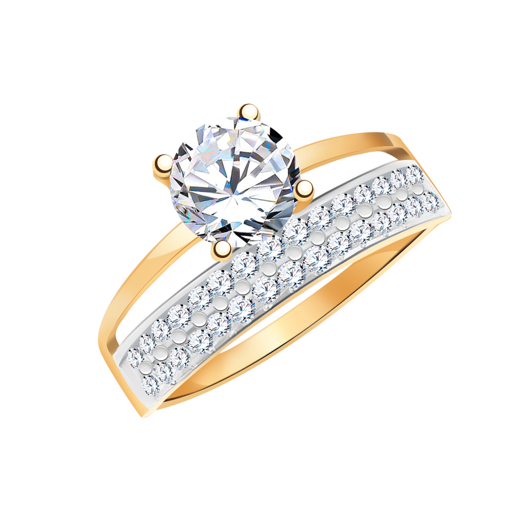 10341 кольцо 585* Кольцо из красного золота с фианитами | ювелирная компания ATOLL