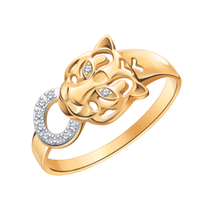 Кольцо из красного золота с фианитами