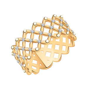 Кольцо из красного золота с фианитом