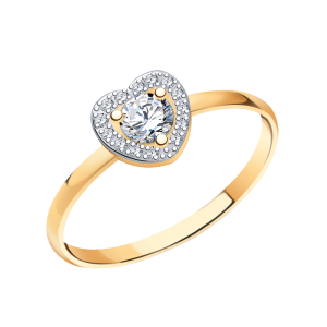 Кольцо из красного золота с фианитами