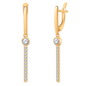 Серьги из красного золота с фианитами