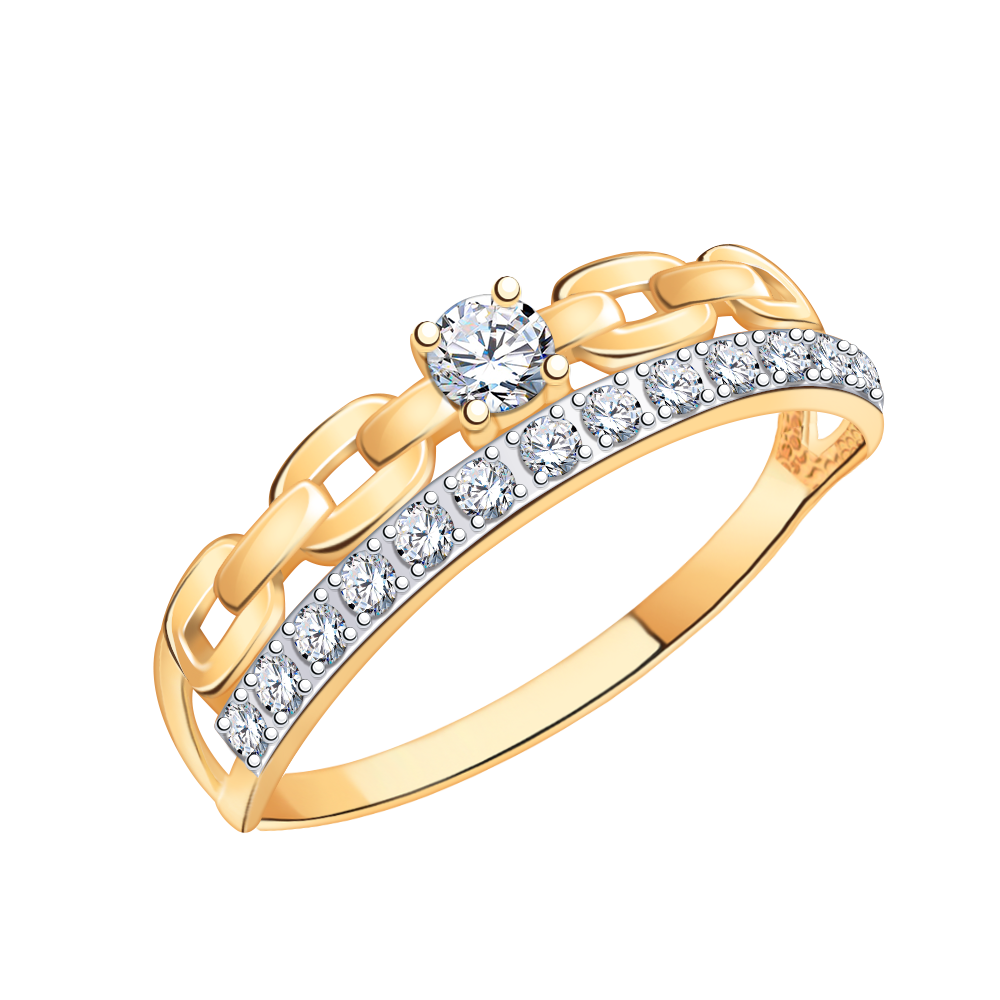 11041 кольцо 585* Кольцо из красного золота с фианитами | ювелирная компания ATOLL