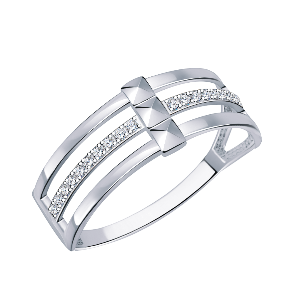 11045-925 кольцо 925* Кольцо из серебра с фианитами | ювелирная компания ATOLL