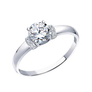 Кольцо из белого золота с фианитами