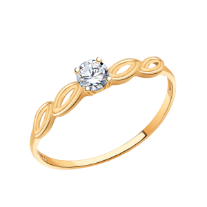 Кольцо из красного золота с фианитом