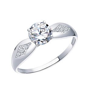 Кольцо из серебра с фианитом