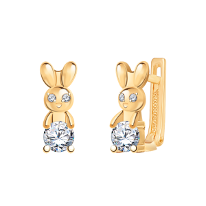 Детские серьги из красного золота с фианитами 