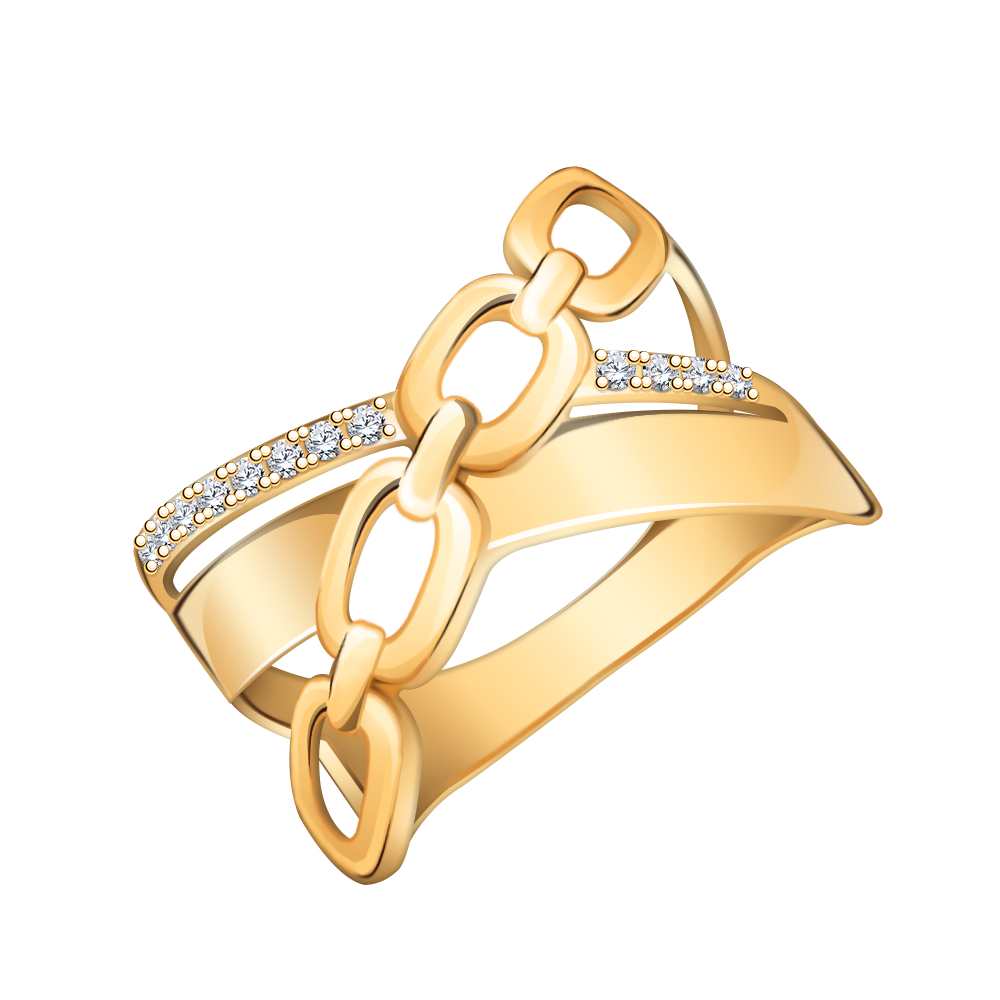 10894 кольцо 585* Кольцо из красного золота с фианитами | ювелирная компания ATOLL
