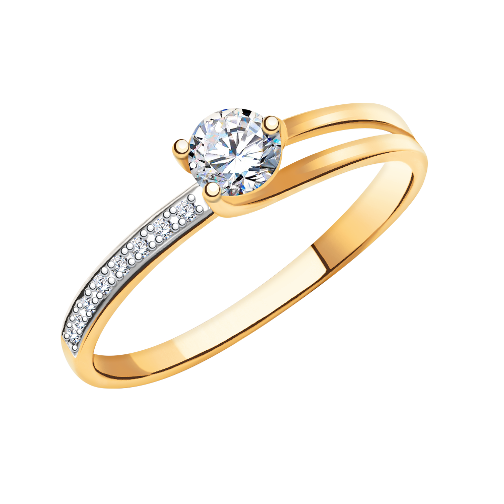 10729 кольцо 585* Кольцо из красного золота с фианитами | ювелирная компания ATOLL