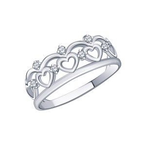 Кольцо из серебра с фианитами