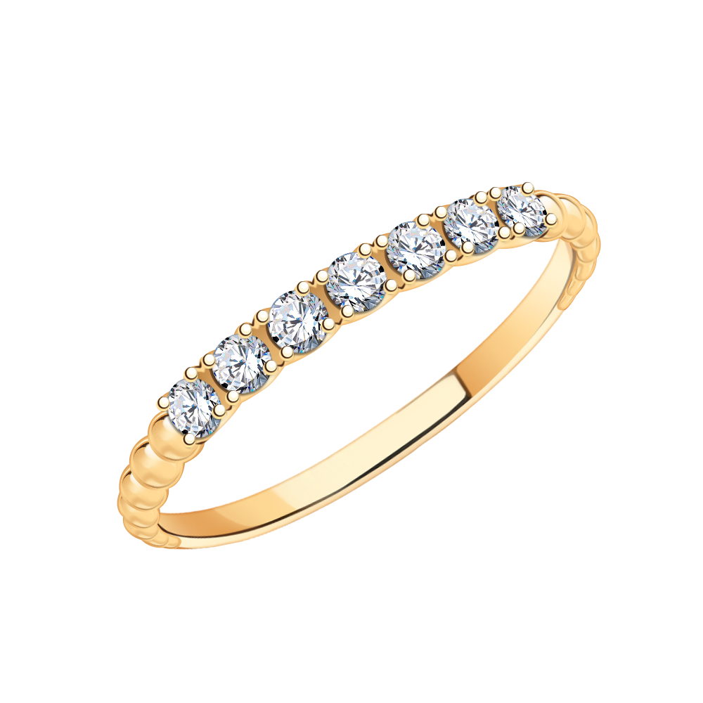 11037 кольцо 585* Кольцо из красного золота с фианитами | ювелирная компания ATOLL