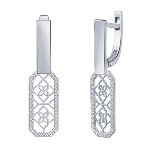 Серьги из серебра с фианитами