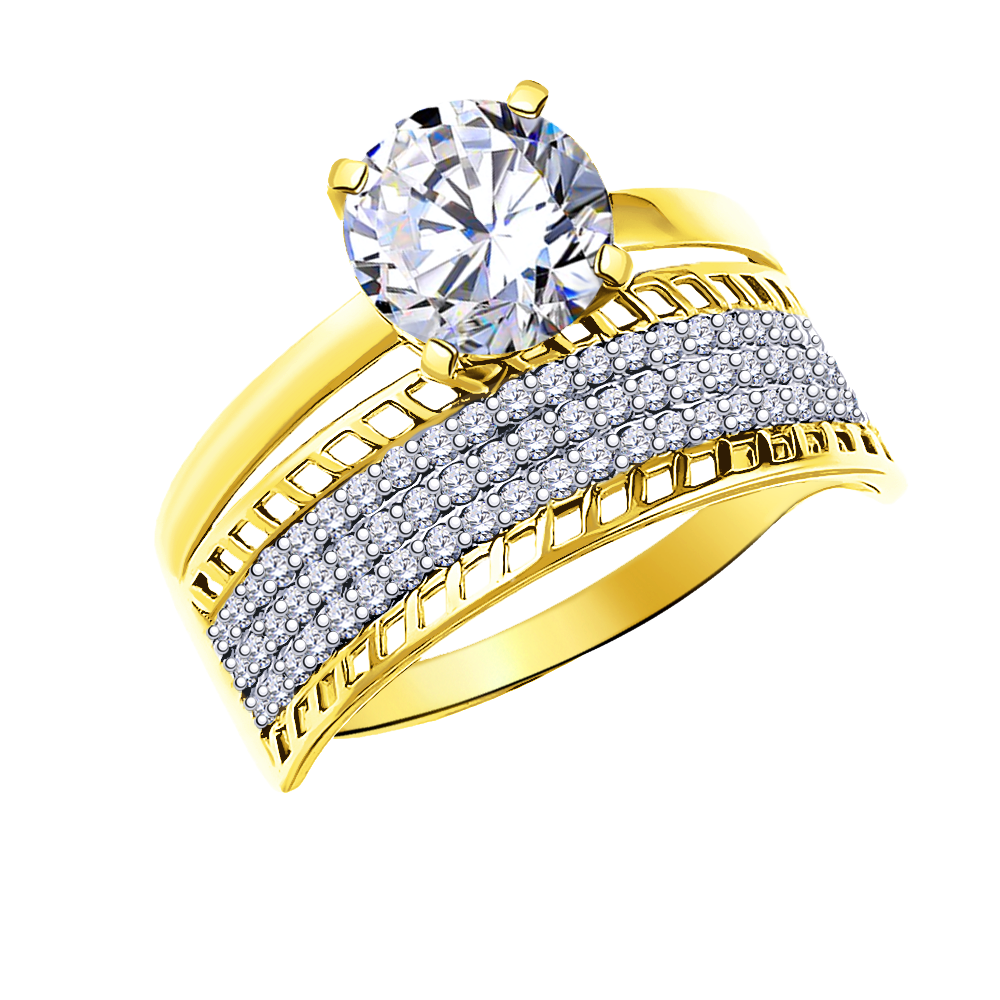 л10343 кольцо 585* Кольцо из лимонного золота с фианитами | ювелирная компания ATOLL