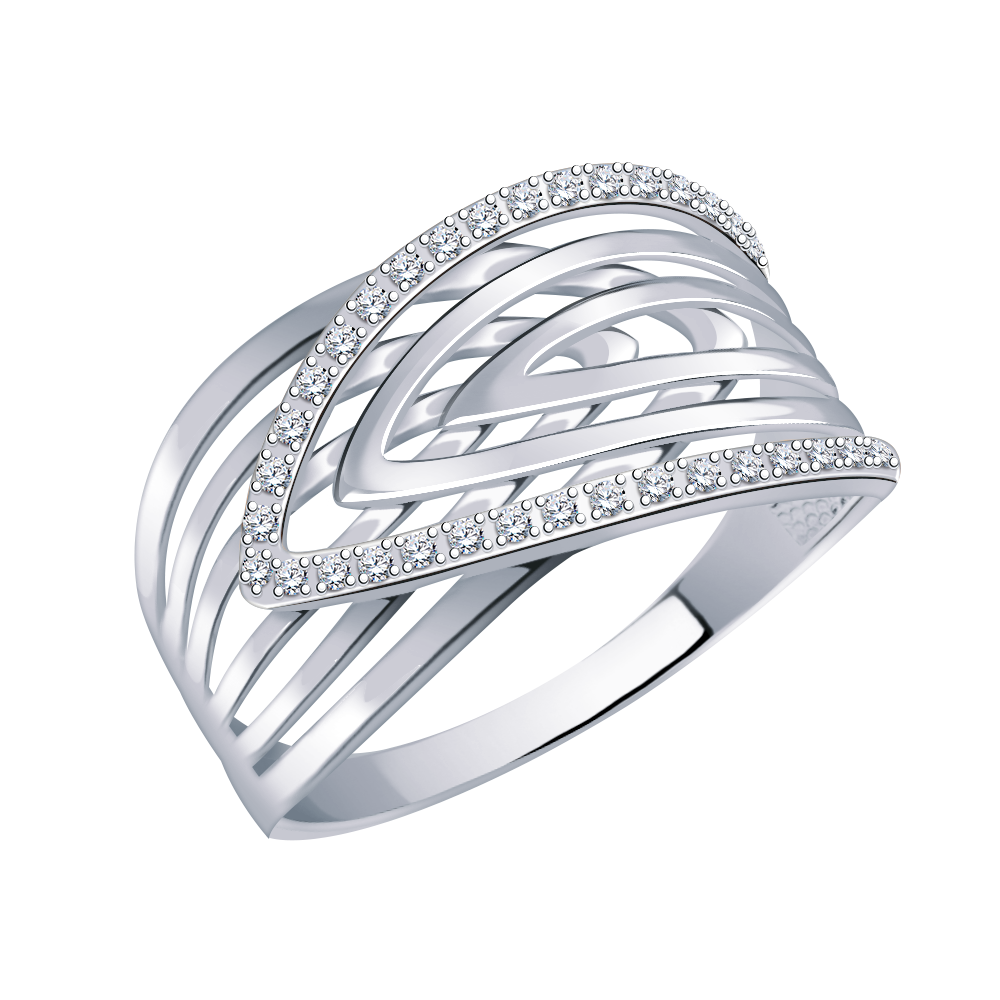 11074-925 кольцо 925* Кольцо из серебра с фианитами | ювелирная компания ATOLL