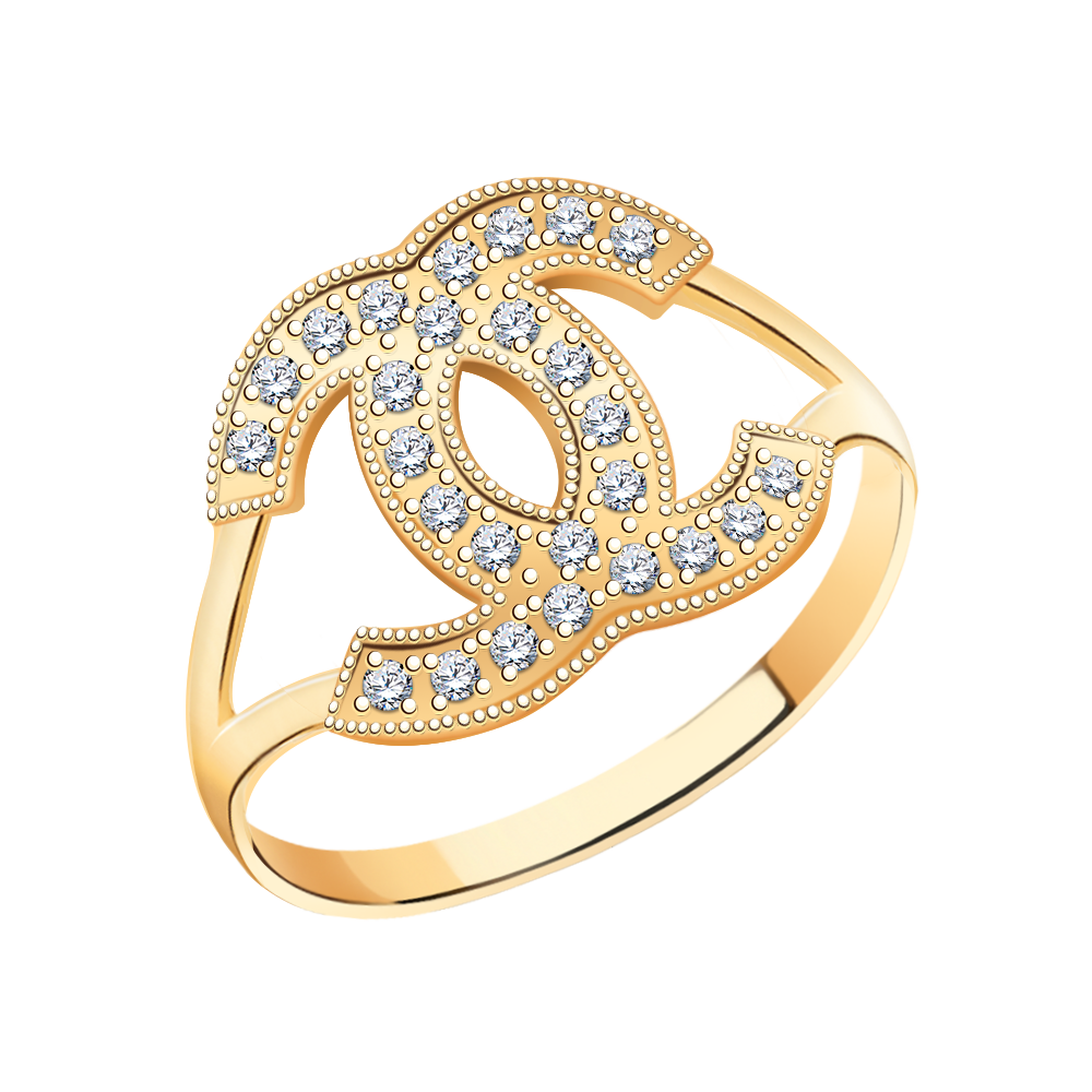 11066 кольцо 585* Кольцо из красного золота с фианитами | ювелирная компания ATOLL