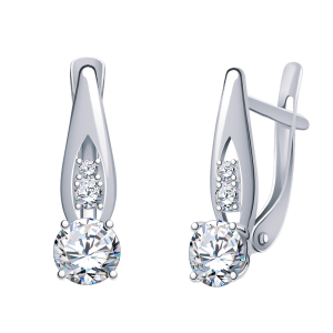 Серьги из серебра с фианитами
