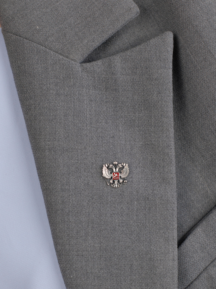 Знак "Герб РФ"серебро 925*/эмаль/чернение