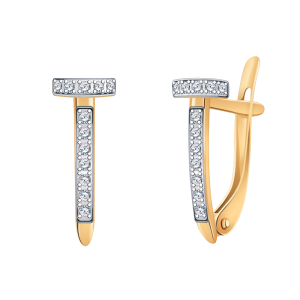 Серьги из красного золота с фианитами