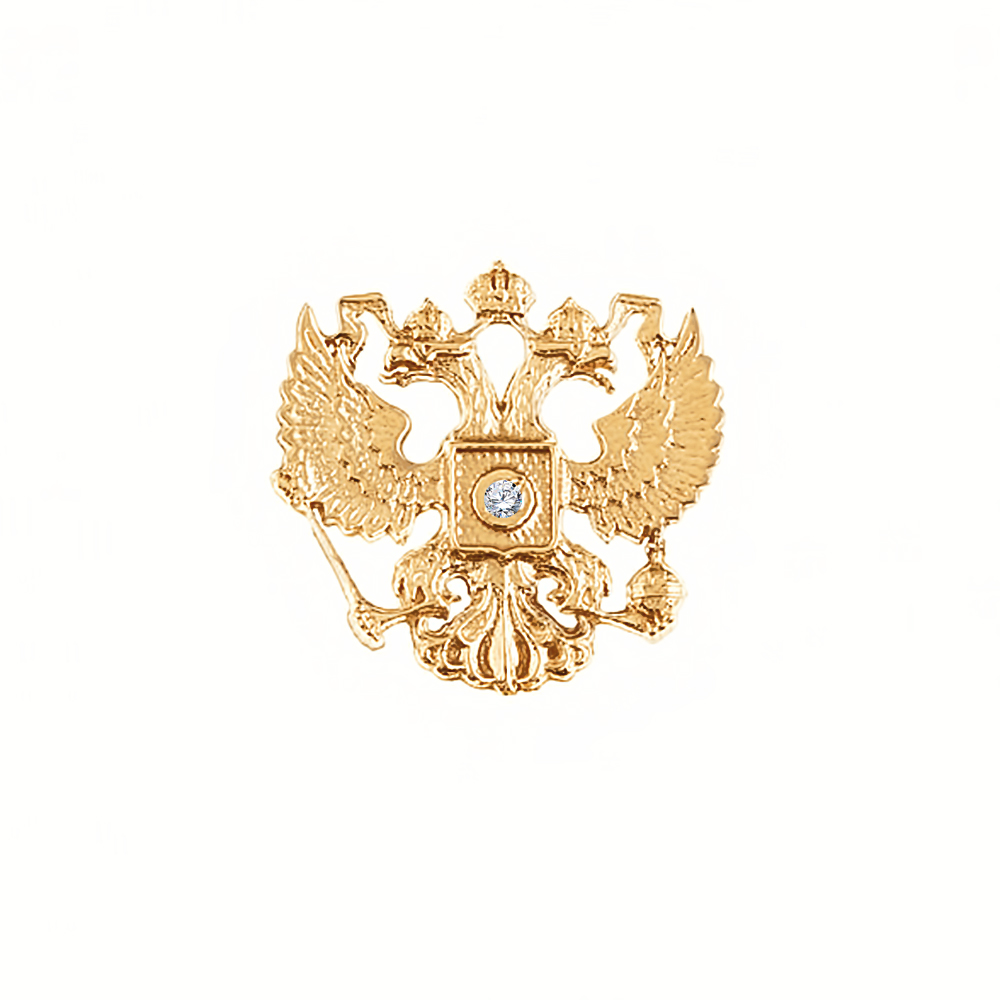 Знак "Герб РФ" серебро 925*/фианит/золочение