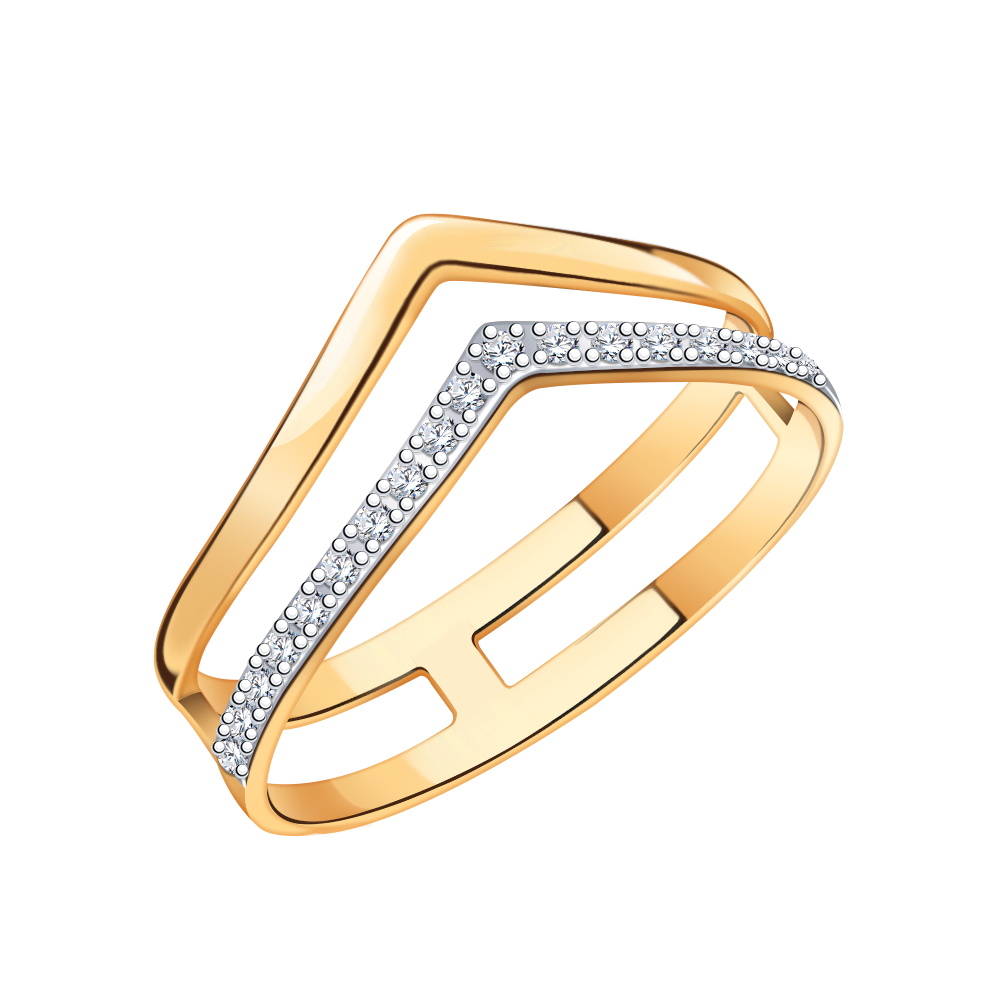 10976 кольцо 585* Кольцо из красного золота с фианитами | ювелирная компания ATOLL