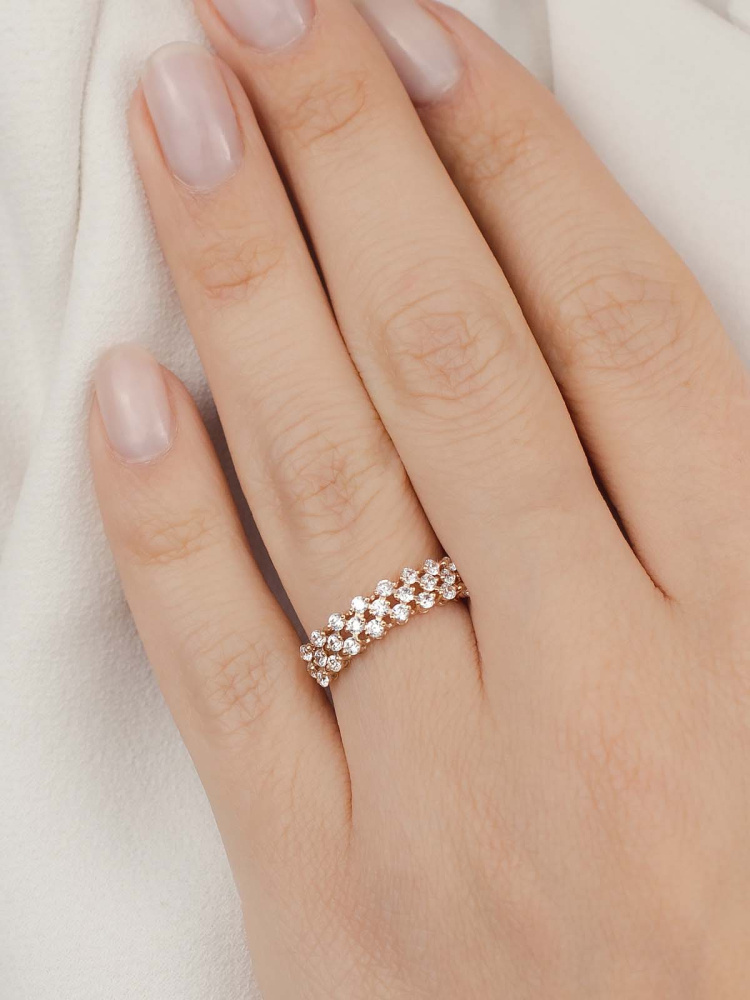 10874 кольцо 585* Кольцо из красного золота с фианитами | ювелирная компания ATOLL